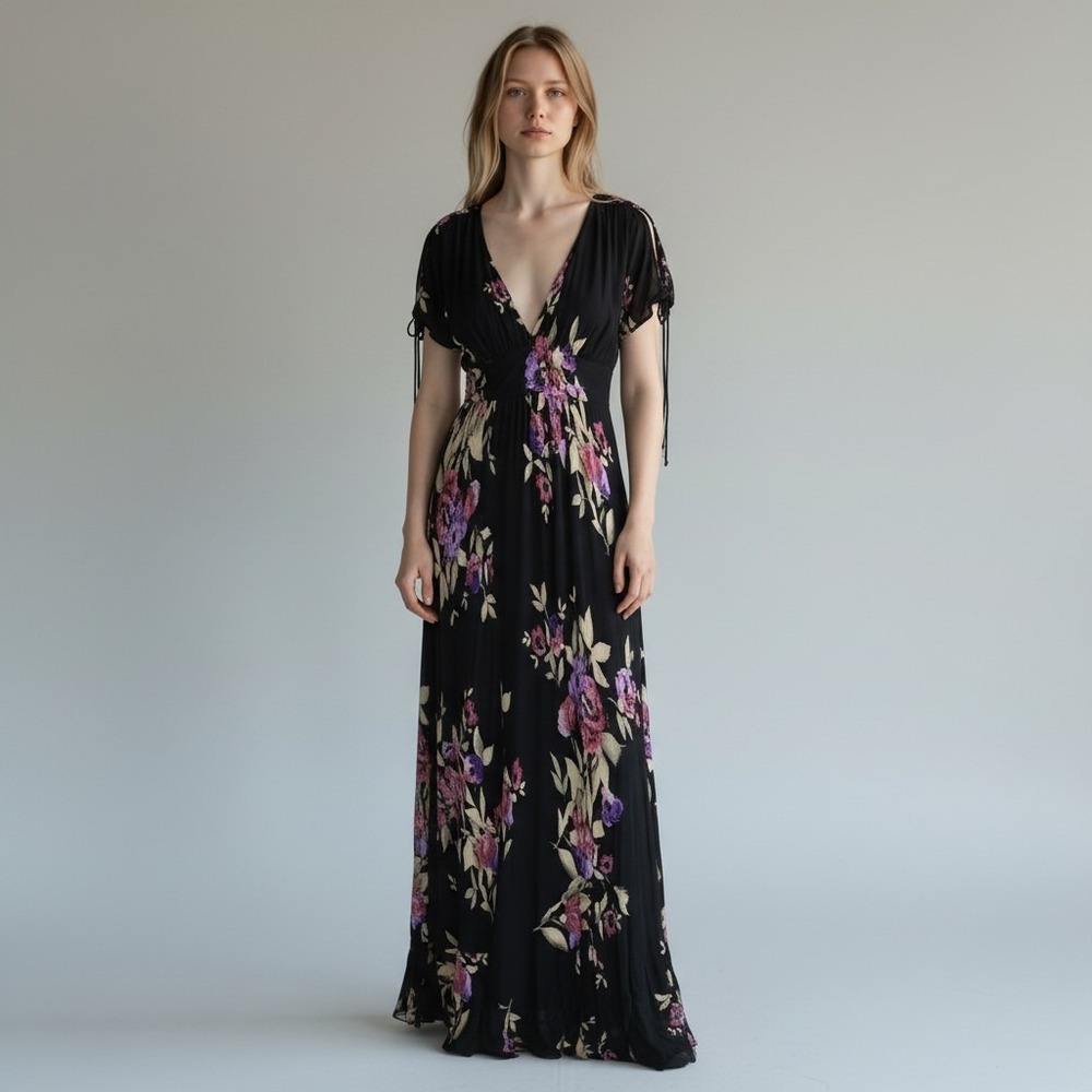 Nolita Dress Large Women's Dark Floral Y2K Fairycore Whimsigoth Grunge 90s
